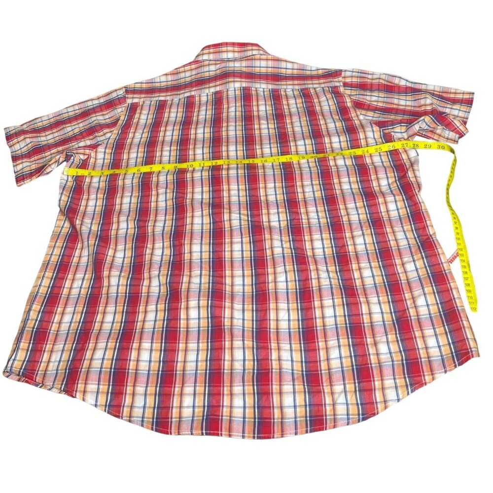 Croft & Barrow 2xL Plaid Button-Down Short Sleeves Shirt Red Blue Western Wear - Picture 5 of 13
